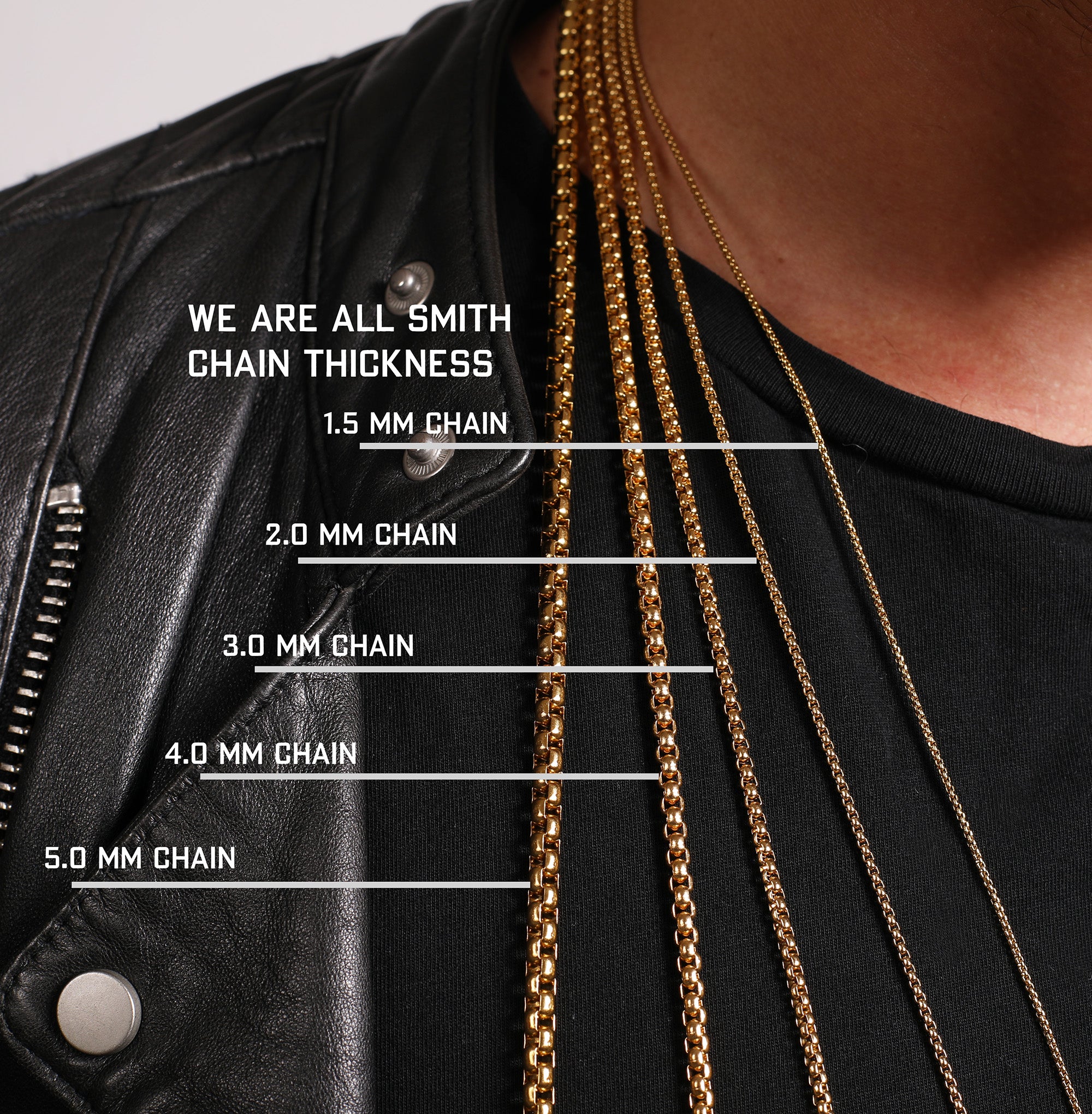 Necklace chain thickness chart
