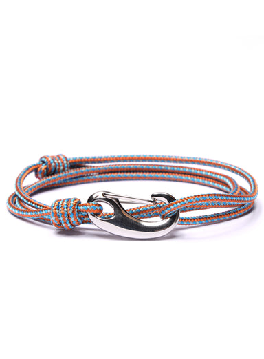 Orange + Blue Tactical Cord Bracelet for Men (Silver Clasp - 30S)