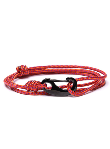 Red + Orange Tactical Cord Bracelet for Men (Black Clasp - 26K)