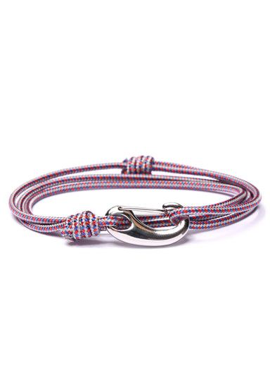 Gray + Red Tactical Cord Bracelet for Men (Silver Clasp - 27S)