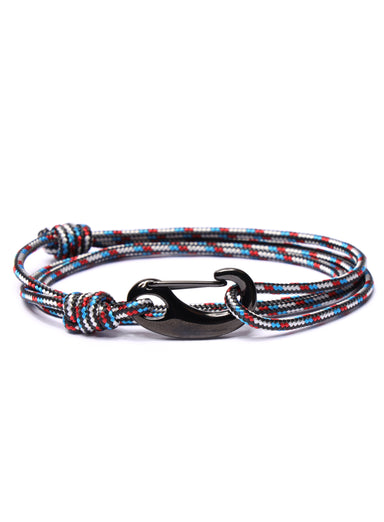 Black, Red and Blue Tactical Cord Bracelet for Men (Black Clasp - 21K)