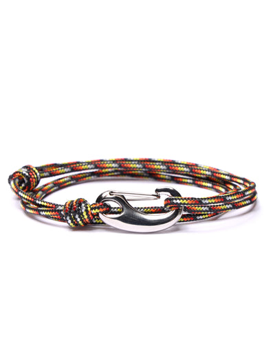 Black, Red and Orange Tactical Cord Bracelet for Men (Silver Clasp -23S)