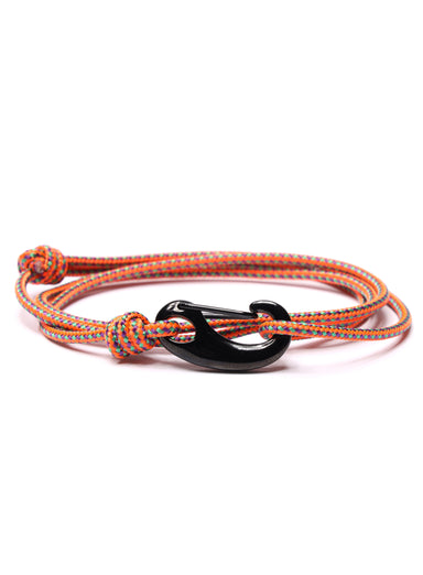 Orange Tactical Cord Bracelet for Men (Black Clasp - 28K)