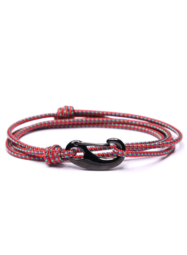 Red + Green Tactical Cord Bracelet for Men (Black Clasp - 13K)