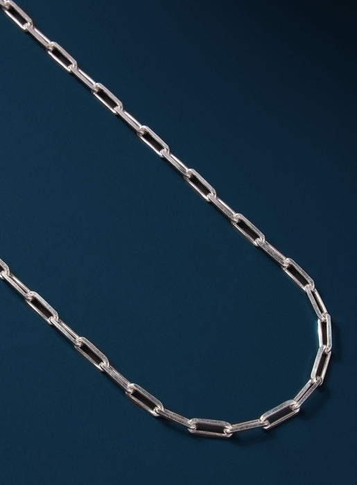 925 Sterling Silver Elongated Cable Chain Necklace for Men