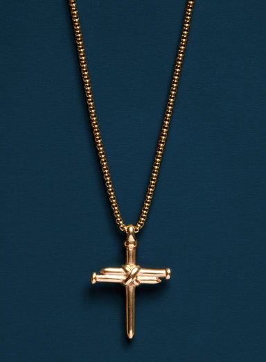 10k Gold Plated Stainless Steel Nail Cross Necklace for men
