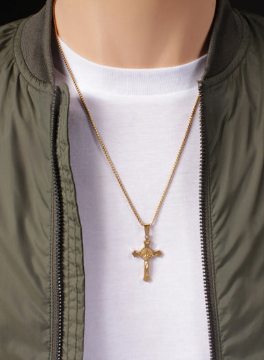 Small Gold Crucifix Men's Necklace Necklaces legacyhomesrgv   