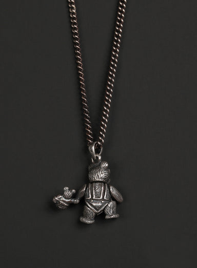 Sterling Silver "Ride or Die" Teddy Bear Necklace