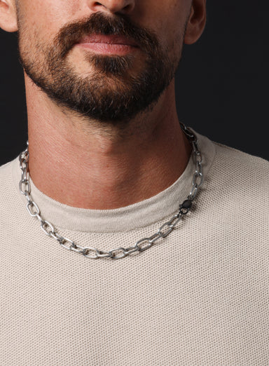 925 Oxidized Sterling Silver Chunky Oval Chain Necklace for Men Jewelry legacyhomesrgv: Men's Jewelry & Clothing.   