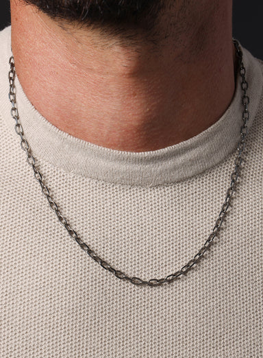 Oxidized 925 Sterling Silver Cable Chain Necklace