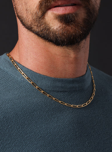 14k Gold Filled Elongated Cable Bevel Chain Necklace for Men Jewelry legacyhomesrgv: Men's Jewelry & Clothing.   