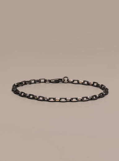 925 Oxidized Sterling Silver Elongated Cable Chain Bracelet