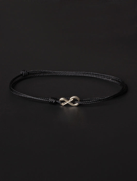 Infinity Bracelet - Black cord men's bracelet with silver clasp Jewelry legacyhomesrgv   
