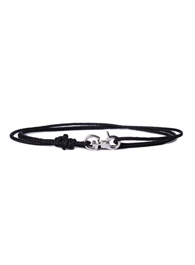 "Decoy" Sterling Silver Micro Cord Bracelet in Black for Men