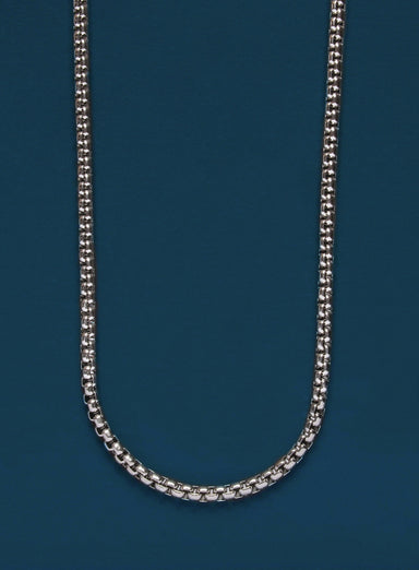 4mm Stainless Steel Round Box Chain Necklace for Men.
