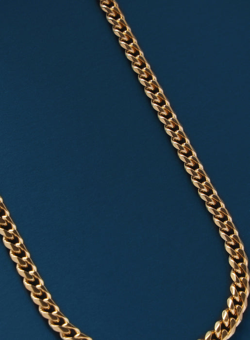 5mm 14K Gold plated Stainless Steel Bevel Cuban Chain