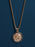 Gold Saint Christopher Round Medal w/ dark navy enamel