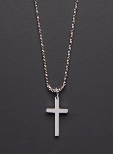 SMALL STAINLESS STEEL CROSS NECKLACE FOR MEN