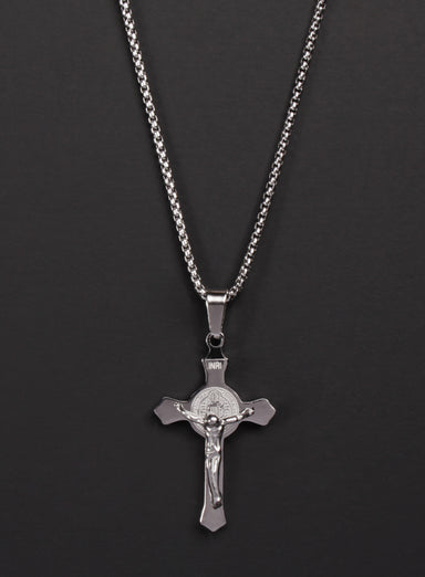 Small Stainless Steel Crucifix Men's Necklace Necklaces legacyhomesrgv   