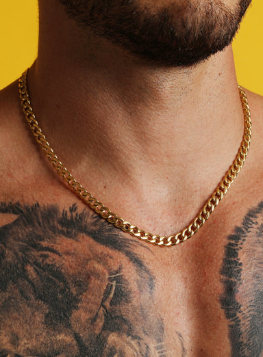 7mm Gold Curb Chain Necklace for Men Necklaces legacyhomesrgv   