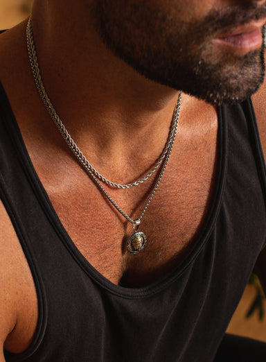 Necklace Set: Silver Rope Chain and Buddha Necklace Necklaces legacyhomesrgv: Men's Jewelry & Clothing.   