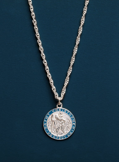 Sterling Silver Saint Christopher Medal Necklace for Men Necklaces legacyhomesrgv: Men's Jewelry & Clothing.   